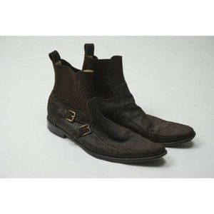 Dolce & Gabbana Brown Leather Buckle Chelsea Mens Boot, Size 7, Made in Italy